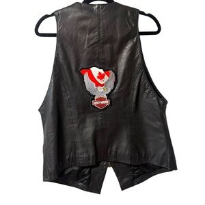 Daniel Leather Harley Davidson Black Leather Vest Women’s Biker Large Canadian
